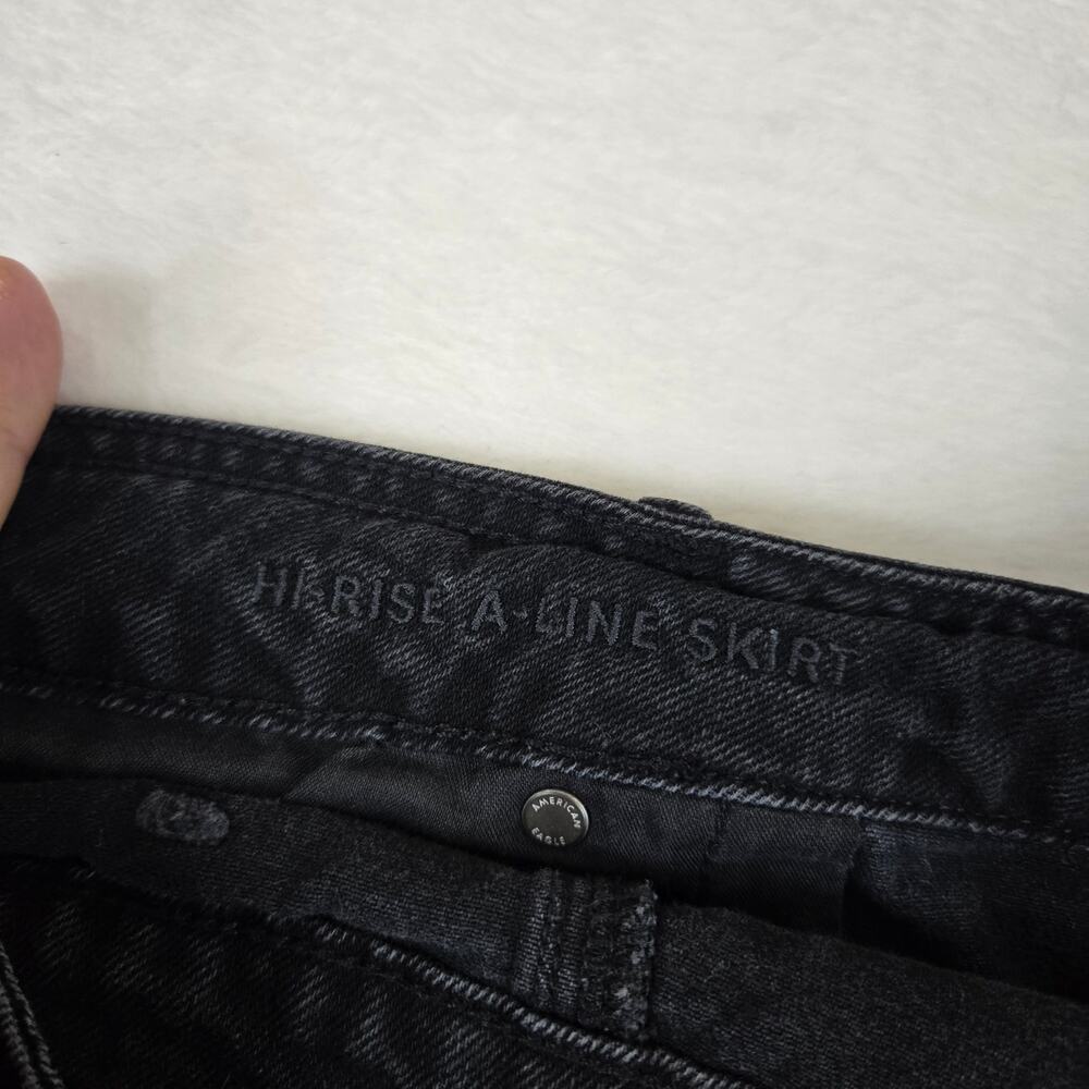 American Eagle High Rise A-Line Mini Skirt Black Denim Womens 20 0630 - Picture 7 of 7